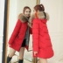 2018 mùa đông mới dài phần dày xuống áo độn bông nữ áo khoác cotton cỡ lớn Phiên bản Hàn Quốc của áo khoác trùm đầu mỏng áo khoác lông vũ dáng dài nữ Bông