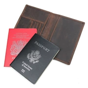 Leather Passport Bag Document Bag Passport Clip Leather Document Pack Ticket Clip RFID Cover Ví doanh nghiệp đơn giản - Túi thông tin xác thực