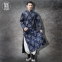 Áo sơ mi nam dài Cộng hòa Trung Quốc áo choàng kiểu Trung Quốc dài sườn xám nam phù điêu cắt hoa mẫu quần áo quốc gia khóa áo dài trang phục dân tộc các nước