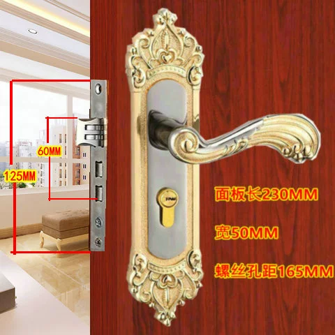 Cơ Khí Đôi Chịu Lực Cửa Nhỏ 50 Trong Nhà Khóa Phòng Ngủ Bộ Tay Cầm Hộ Gia Đình Hợp Kim Nhôm Châu Âu Khóa Cổ Titanium Khóa cửa cơ