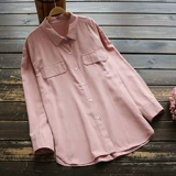 Весенняя рубашка, хлопковый лонгслив, в корейском стиле, свободный крой