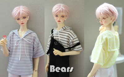 taobao agent ◆ Bears ◆ BJD baby clothing A372 striped naval collar chiffon T -shirt 3 color 1/4 & 1/3 & uncle