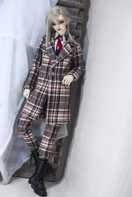 taobao agent ◆ Bears ◆ BJD baby clothing A308 brown red plaid coat set 2 points to be removed 1/4 & 1/3 & uncle