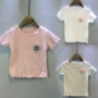 Áo thun trẻ em tay ngắn 2019 cho bé gái mùa hè phiên bản mới của Hàn Quốc quần áo trẻ em hoa bằng gỗ chạm đáy áo thun tay ngắn hoang dã - Áo thun áo phông điệu cho bé gái