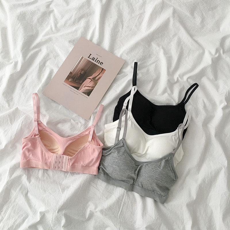 ชุดชั้นในนักเรียนสีบริสุทธิ์ ปี2020 แฟชั่นฤดูร้อน สไตล์เกาหลีสายรัดไหล่ปรับได้ ใส่ได้ทุกแมทช์ 纯色学生抹胸2020夏季新款女装韩版含胸垫可调节肩带百搭修身内衣 ชุดชั้นในนักเรียนสีบริสุทธิ์ ปี2020 แฟชั่นฤดูร้อน สไตล์เกาหลีสายรัดไหล่ปรับได้ ใส่ได้ทุกแมทช์