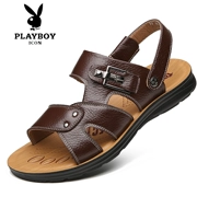 Playboy dép của nam giới mùa hè mới da dép cha dép da bình thường không trượt giày bãi biển giày của nam giới