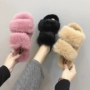 Dép lông cừu nữ 2018 mùa thu mới phiên bản Hàn Quốc của học sinh hoang dã lông thỏ mềm nửa dưới dép lê đế bằng phẳng dép hot