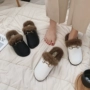 Dép lê đỏ nữ mùa đông 2018 phiên bản mới của Hàn Quốc dày với giày Baotou lông Muller mang thời trang nửa xã hội dép giày dép nữ