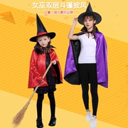 Trang phục Halloween dành cho người lớn và trẻ em Phù thủy đôi áo choàng áo cosplay thuật sĩ biểu diễn trang phục