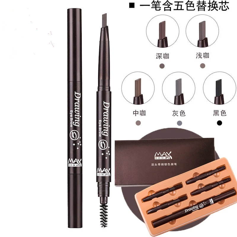 Maxdonas 5 Eyebrow Pencil Set Không thấm nước, không thấm mồ hôi, không làm trôi, lâu trôi, không tạo vết bột - Bút chì lông mày / Bột / Stick