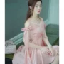 Váy điểm sóng POShe nữ mùa hè váy quây màu hồng 2019 mới khí chất ren khâu váy cổ tích - Sản phẩm HOT đầm trung niên sang trọng