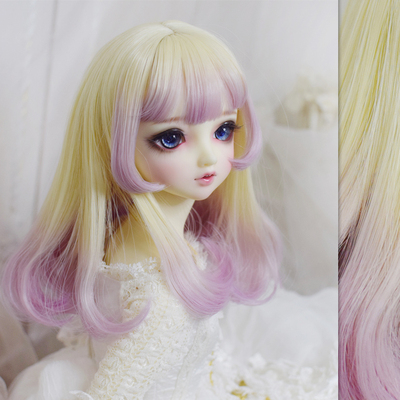 taobao agent BJD doll wig Fake hair 4 points 3 points Giant baby DD SD high -temperature silk gradient color short pear curly hair