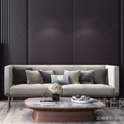 Mới Trung Quốc sofa hiện đại tối giản rắn gỗ vải sofa kết hợp phòng khách biệt thự nội thất tùy chỉnh 364511 - Bộ đồ nội thất