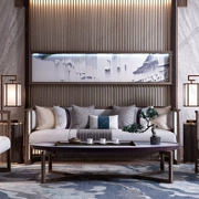 Mới kết hợp sofa Trung Quốc hiện đại tối giản vải phòng khách sofa gỗ rắn khách sạn nội thất biệt thự tùy chỉnh 261513 - Bộ đồ nội thất
