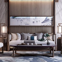 Mới kết hợp sofa Trung Quốc hiện đại tối giản vải phòng khách sofa gỗ rắn khách sạn nội thất biệt thự tùy chỉnh 261513 - Bộ đồ nội thất giường ngủ hiện đại cao cấp