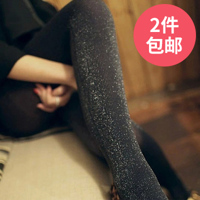 taobao agent Flash black stockings female spring and autumn, anti -hook -bright silver silk, silver silk pearl, silver and silver green onion wearing sexy black pantyhose