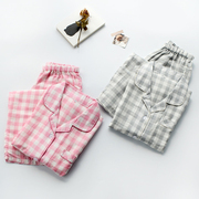 Nhật Bản đơn giản kẻ sọc bông vài bộ đồ ngủ nam giới và phụ nữ mùa hè bông gạc quần ngắn tay dịch vụ nhà phù hợp với