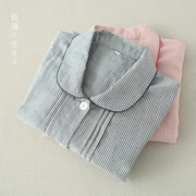 Bộ đồ ngủ nữ mùa thu Nhật Bản nam sọc bông hàng đầu dệt đôi