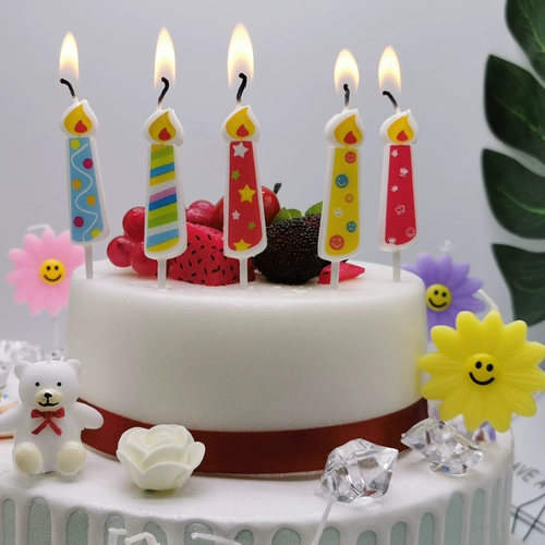 Геометрическая красочная свеча, детское мультяшное украшение, популярно в интернете