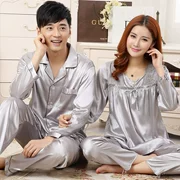 Hàn quốc phiên bản của mùa xuân và mùa hè mùa hè trung niên nam giới và phụ nữ vài dài tay quần lụa đồ ngủ băng lụa kích thước lớn dịch vụ nhà phù hợp với