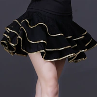 Новая латинская танцевальная юбка Три слоя кружевной юбки Женщина для взрослых квадратных игроков Professional Black Performance Юбка