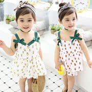Cô gái phù hợp với mùa hè mới Hàn Quốc phiên bản của hai mảnh 2-5 tuổi bé dây đai áo khoác quần short nước ngoài phù hợp với khí triều