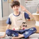 Boy con bộ đồ ngủ bé trai mùa hè ngắn tay quần cotton phần mỏng lớn Tong Chunqiu bông tracksuit phù hợp