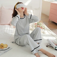 Yuezi quần áo mùa xuân và mùa thu phụ nữ mang thai bộ đồ ngủ bằng cotton mùa thu và mùa đông sau sinh cho con bú mẹ phiên bản Hàn Quốc của dịch vụ cho ăn quần áo gia đình - Giải trí mặc / Mum mặc những mẫu váy bầu đẹp