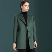Áo khoác cashmere hai mặt của phụ nữ kích thước lớn mùa thu và mùa đông áo khoác len phong cách mới một tay áo dài trung niên mẹ