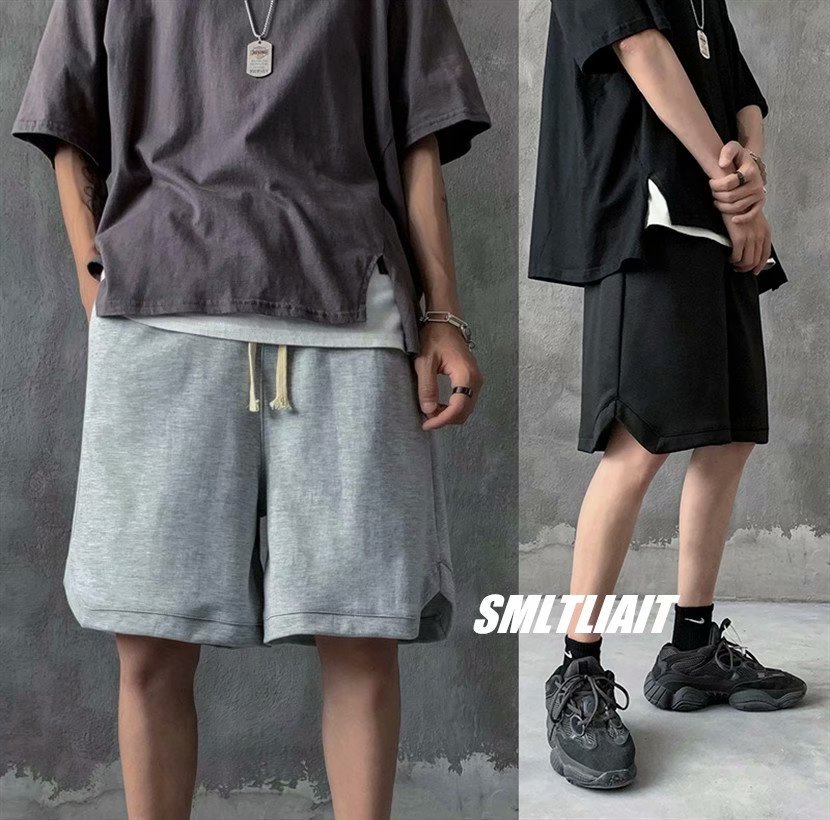 Hong Kong style retro trend men's loose sports shorts and new summer dark line casual pants