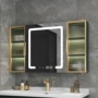 guong nha tam Hiện đại tối giản thông minh lưu trữ tủ gương trang điểm phòng tắm treo tường lưu trữ nhà vệ sinh tủ cảm biến bầu không khí nhẹ tủ gương nhà tắm