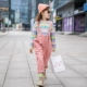 Bộ đồ mùa xuân cho bé gái 2020 Quần áo trẻ em mới Quần áo trẻ em phong cách nước ngoài Quần yếm Hàn Quốc mùa xuân và mùa thu thời trang Bộ đồ hai mảnh - Phù hợp với trẻ em
