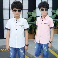 Áo sơ mi nữ tay lửng ngắn tay cotton cotton ve áo cardigan 2019 hè Hàn Quốc áo trắng mỏng - Áo sơ mi áo sơ mi cho bé gái 12 tuổi