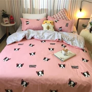 Phim hoạt hình ins net red dog Fighting dog bốn mảnh set 1.5 1.8 double quilt cover 2.0 sheet ký túc xá sinh viên ba mảnh