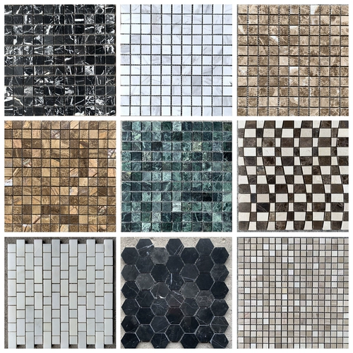 Натуральная мраморная мозаика Большой цветок зеленый бассейн Джаз белый фон стена черно -белая современная ванная плитка для ванной комнаты