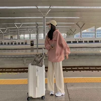 Розовая осенняя толстовка с капюшоном, куртка, жакет, коллекция 2021, в корейском стиле, свободный крой