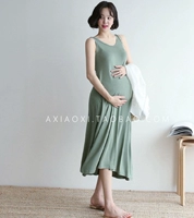 Hàn Quốc mua quần áo bà bầu 2019 mùa hè mỏng phần thoải mái modal giảm béo cho bà bầu vest đầm đầm - Áo thai sản yếm bầu đẹp