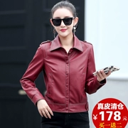 2019 mùa thu mới Hained leather nữ ngắn phần Slim phiên bản Hàn Quốc của da hoang dã thời trang nữ khí chất áo khoác da - Quần áo da