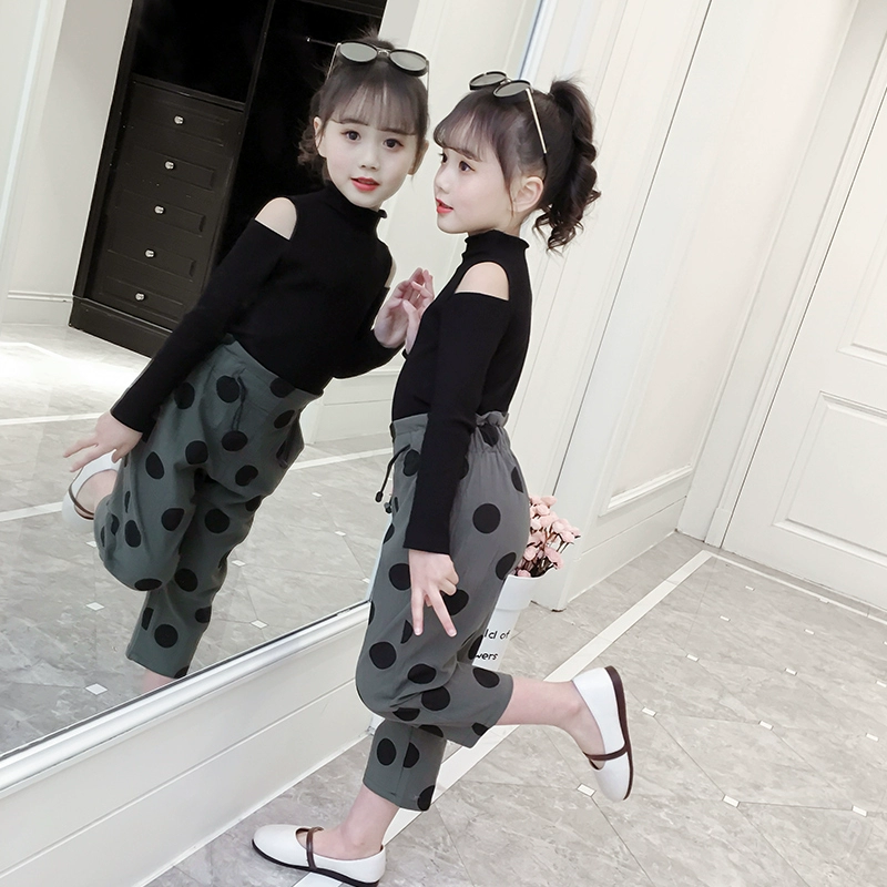 Bộ đồ bé gái 2020 mùa xuân phong cách mới trẻ em lớn Thời trang trẻ em Hàn Quốc quần áo mùa xuân và mùa thu - Phù hợp với trẻ em