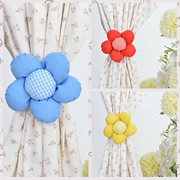 Một cặp vải Hàn Quốc dây đai hoa hướng dương hoa rèm màn khóa buộc kèm với miễn phí vận chuyển màn Zhahua - Phụ kiện rèm cửa