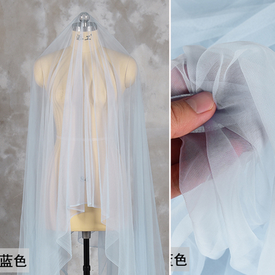 taobao agent Sky blue plus super transparent mesh yarn material-perspective dress wedding gauze skirt skirt design fabric