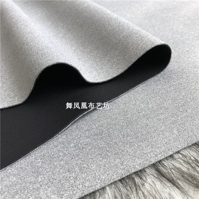 taobao agent Black + heather gray Black and gray two-color air layer composite fabric Gray and black double-sided space cotton clothing fabric