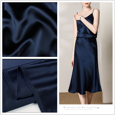 taobao agent Navy Blue Black Acetate Satin Silk Fabric Smooth Delicate Satin Silk Dress Couture Fabric