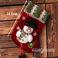 Рождественский носок-пакет-дарк красный снеговик