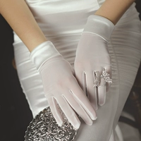 Ретро элегантное свадебное платье, перчатки, белая мини-юбка, аксессуар, простой и элегантный дизайн