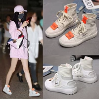 Cao-top sneakers nữ mùa hè hip-hop hip-hop 2018 làn sóng mới net giày đỏ Hàn Quốc phiên bản của hoang dã phong cách Harajuku giày trắng giày thể thao nữ đế cao