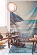 Nền vải in treo vải phong cảnh bãi biển tấm thảm trang trí tường cho thuê phòng thiết yếu vải tường Bắc Âu