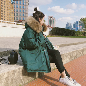 Chống mùa điều trị 2018 mới sang trọng Hàn Quốc phiên bản lỏng lẻo áo dài bông phụ nữ lớn cổ áo lông thú công cụ áo khoác