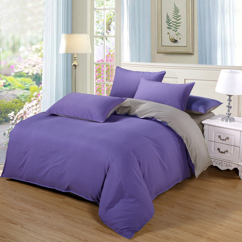 Smoked PurpleCottonBedsheetssetquiltcoverpillowcasebedding4sets