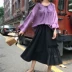 2018 mùa hè Hàn Quốc ulzzang lỏng tie đàn hồi áo + side ren váy thời trang phù hợp với nữ đồ ngủ nữ Bộ đồ